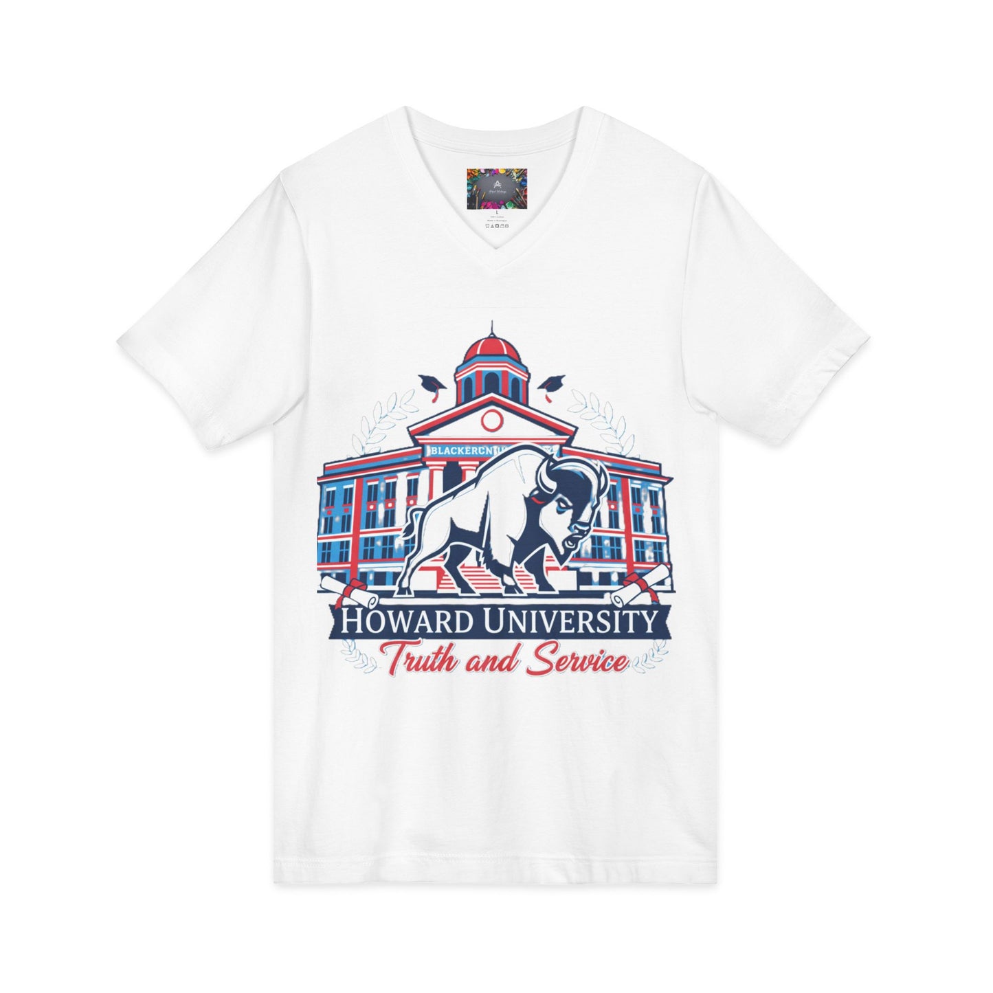 Howard University/ Truth and Service Unisex V-Neck T-Shirt 8