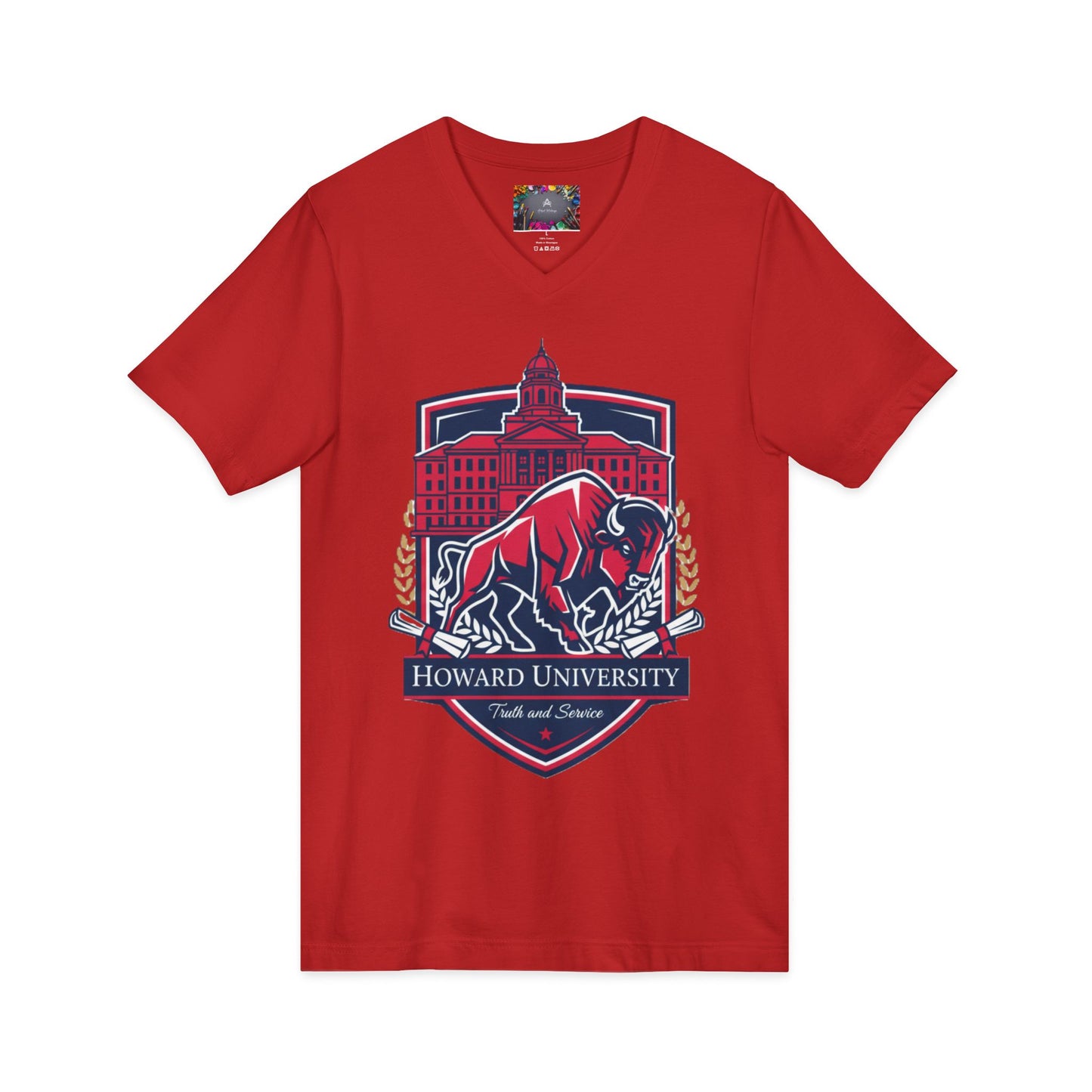 Howard University/ Truth and Service Unisex V-Neck T-Shirt 5