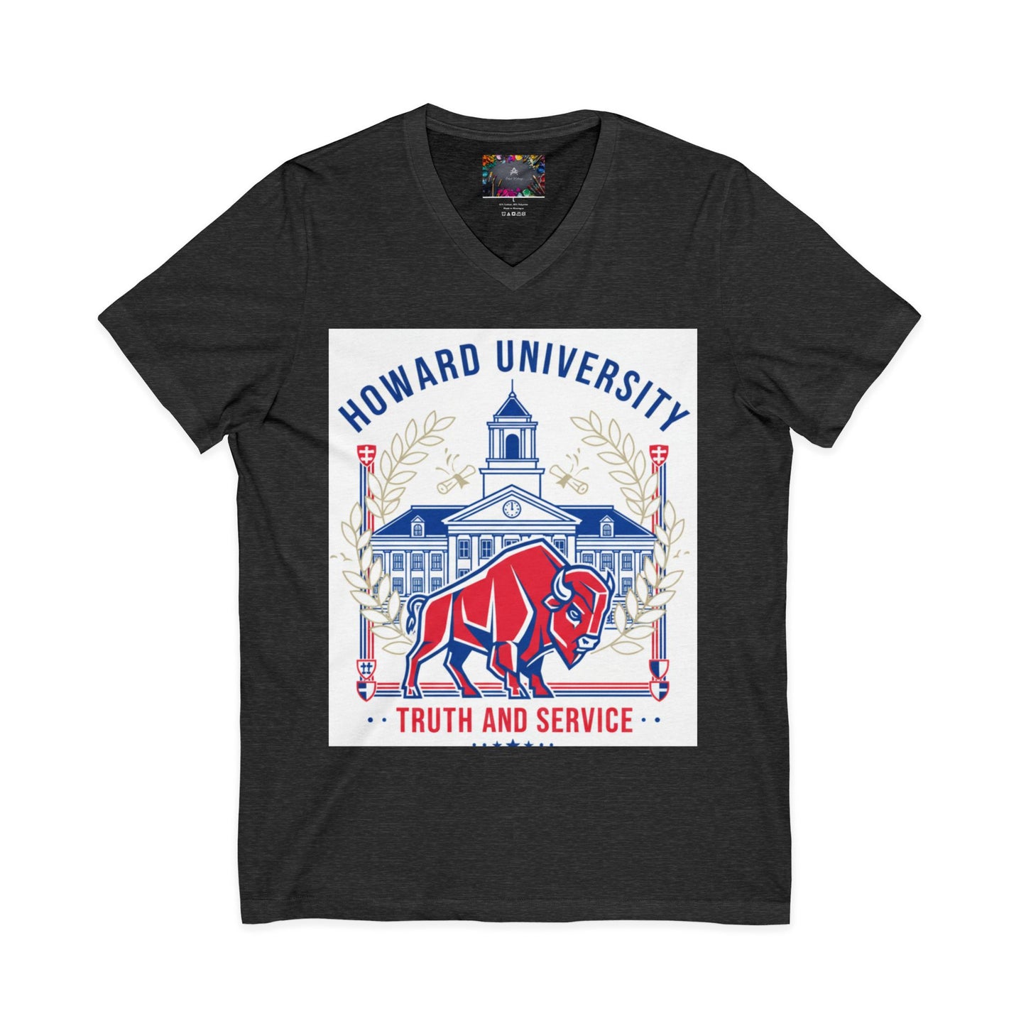 Howard University/ Truth and Service Unisex V-Neck T-Shirt 4