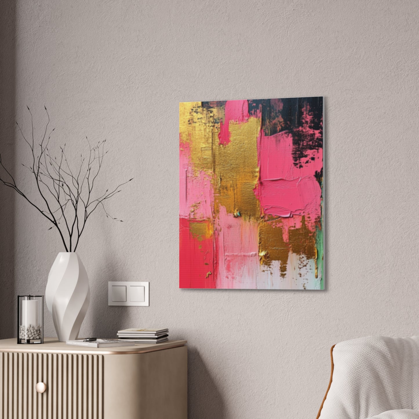 Acrylic Abstract Canvas Print - Homage to the Divine Nine/Pink Green Black and Gold 3