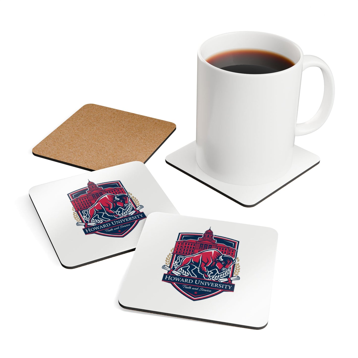 Howard University Coaster Set 5 – HU Pride Campus & Bison Design