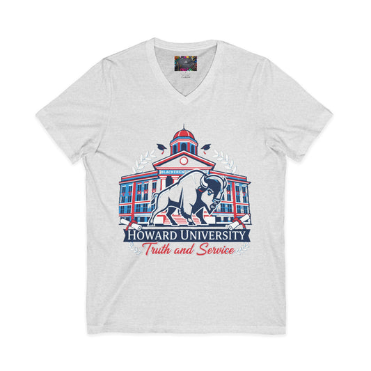 Howard University/ Truth and Service Unisex V-Neck T-Shirt 8