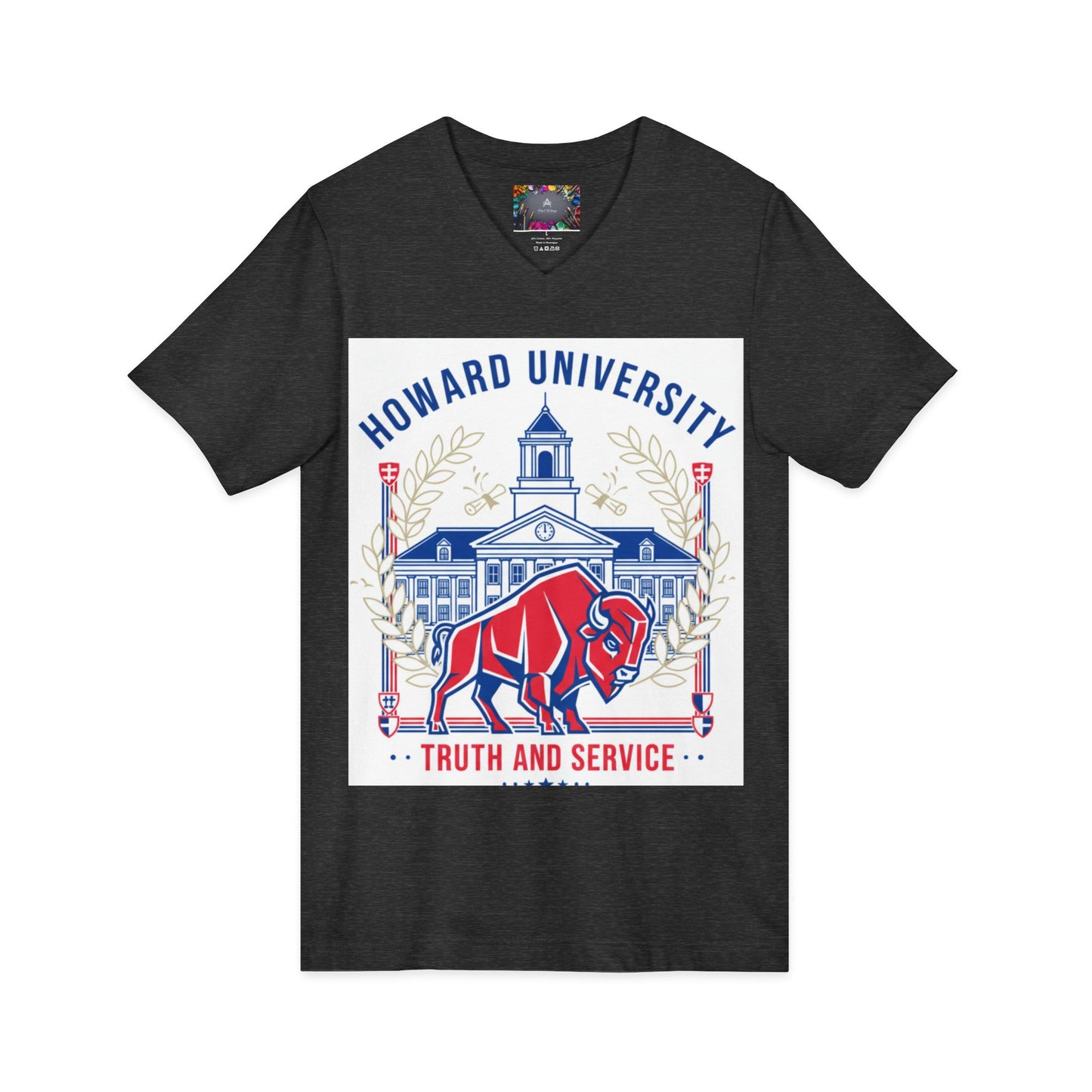 Howard University/ Truth and Service Unisex V-Neck T-Shirt 4