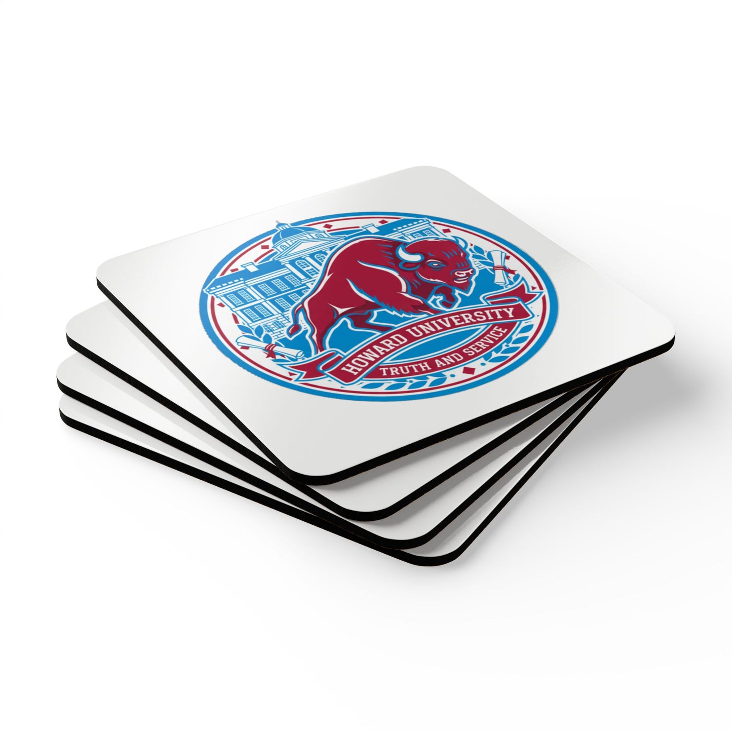 Howard University Coaster Set – HU Pride Campus & Bison Design