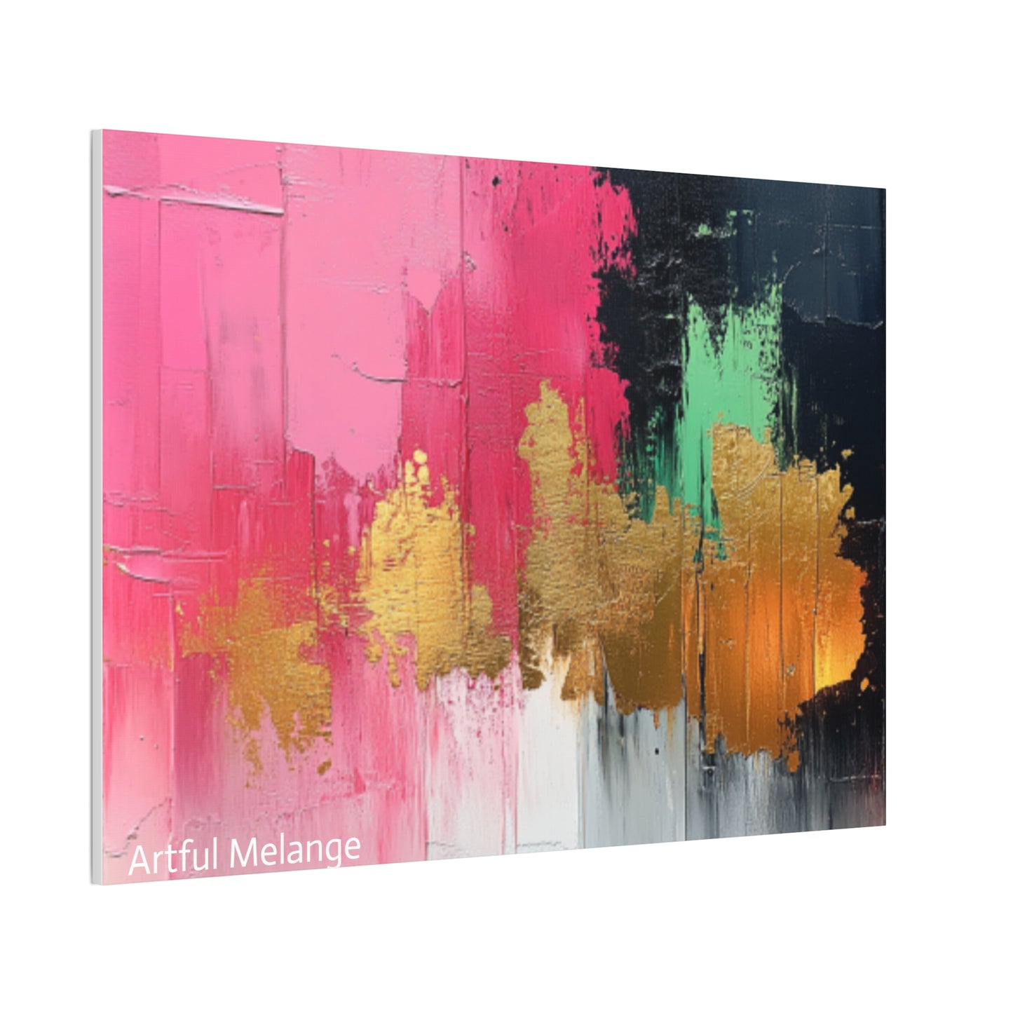 Acrylic Abstract Canvas Print - Homage to the Divine Nine/Pink Green Black and Gold 1
