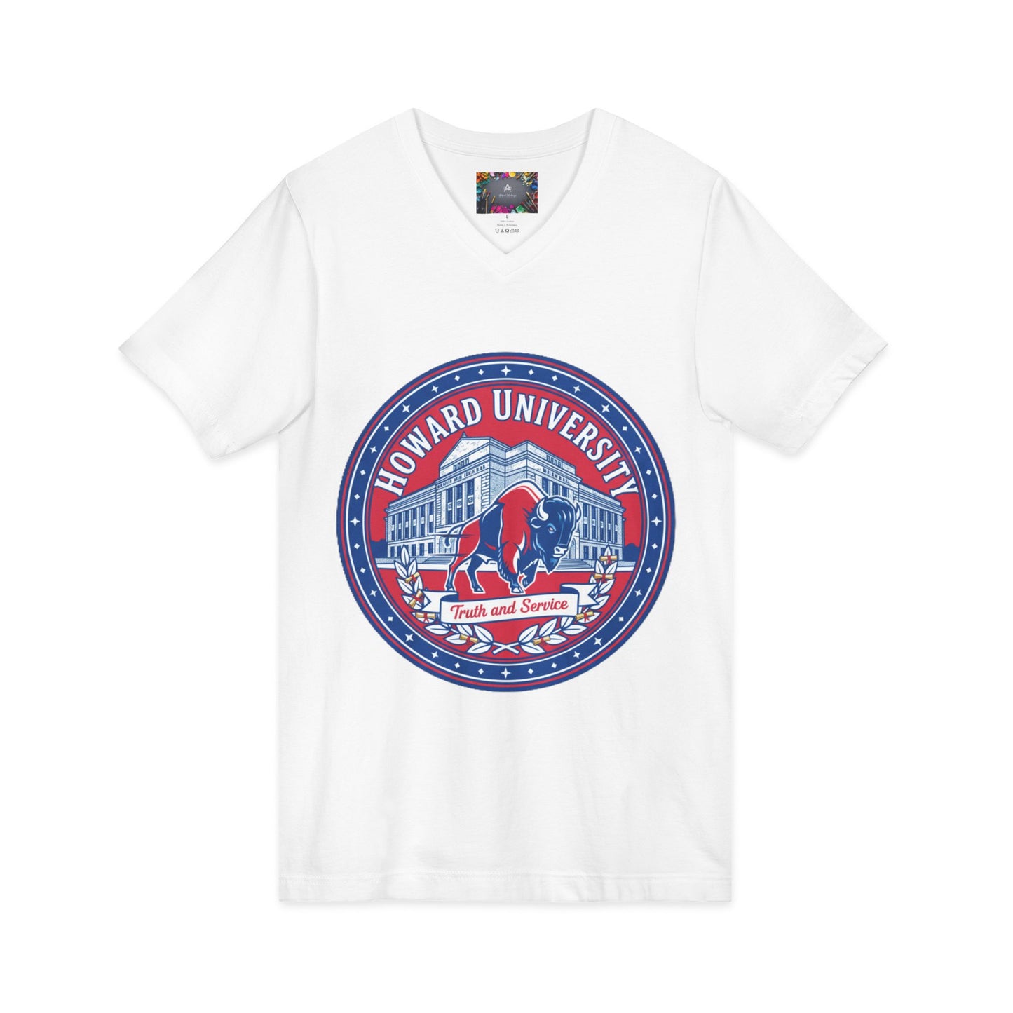 Howard University/ Truth and Service Unisex V-Neck T-Shirt 3