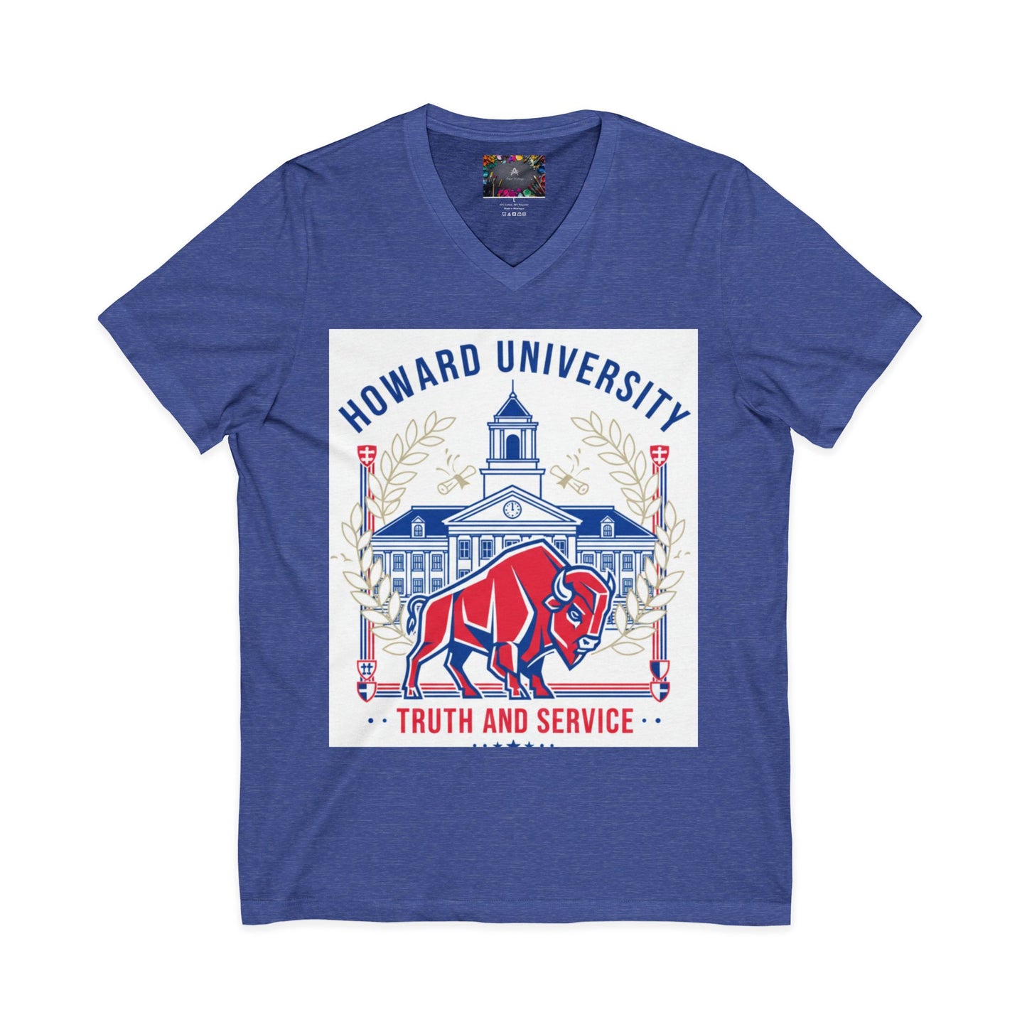 Howard University/ Truth and Service Unisex V-Neck T-Shirt 4