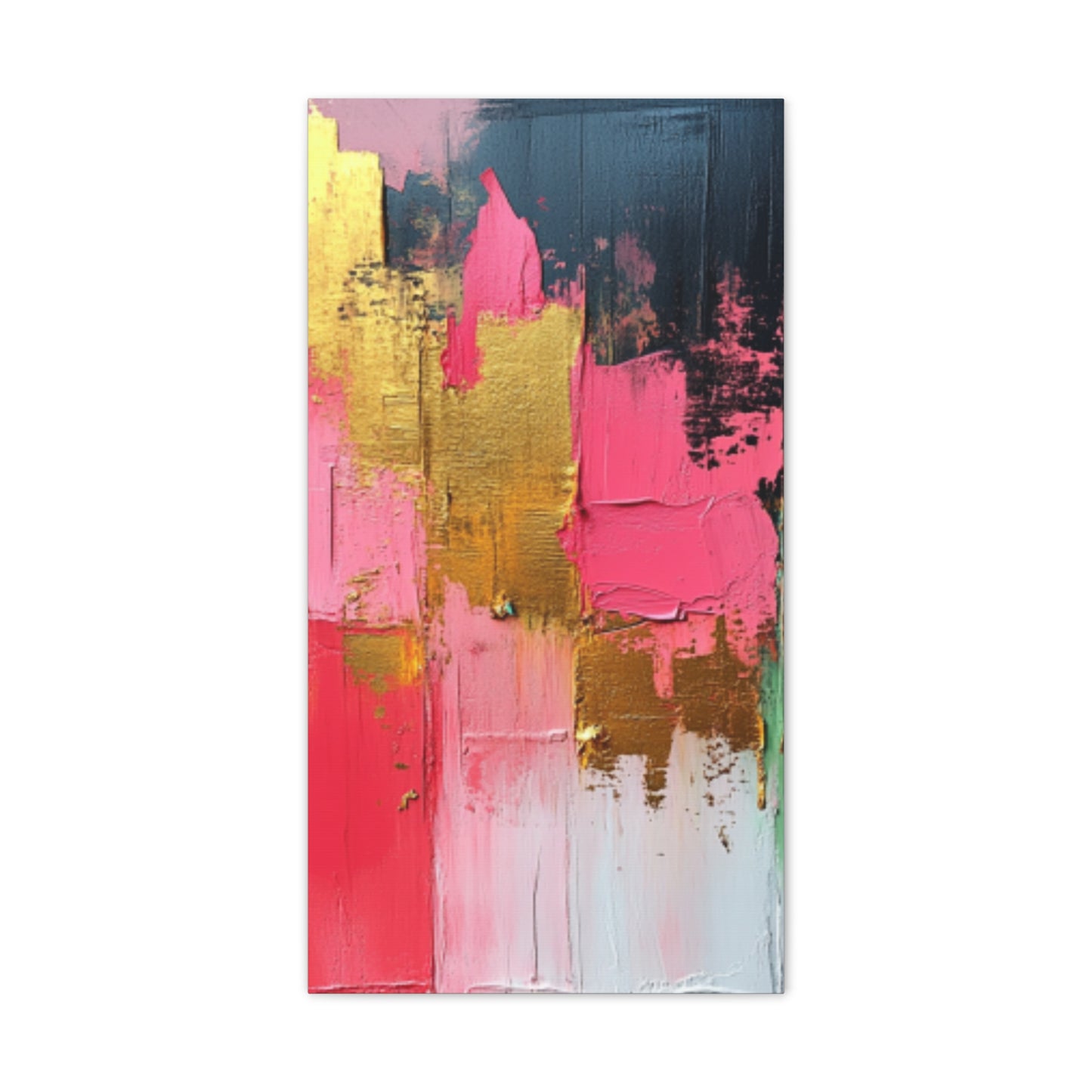 Acrylic Abstract Canvas Print - Homage to the Divine Nine/Pink Green Black and Gold 3