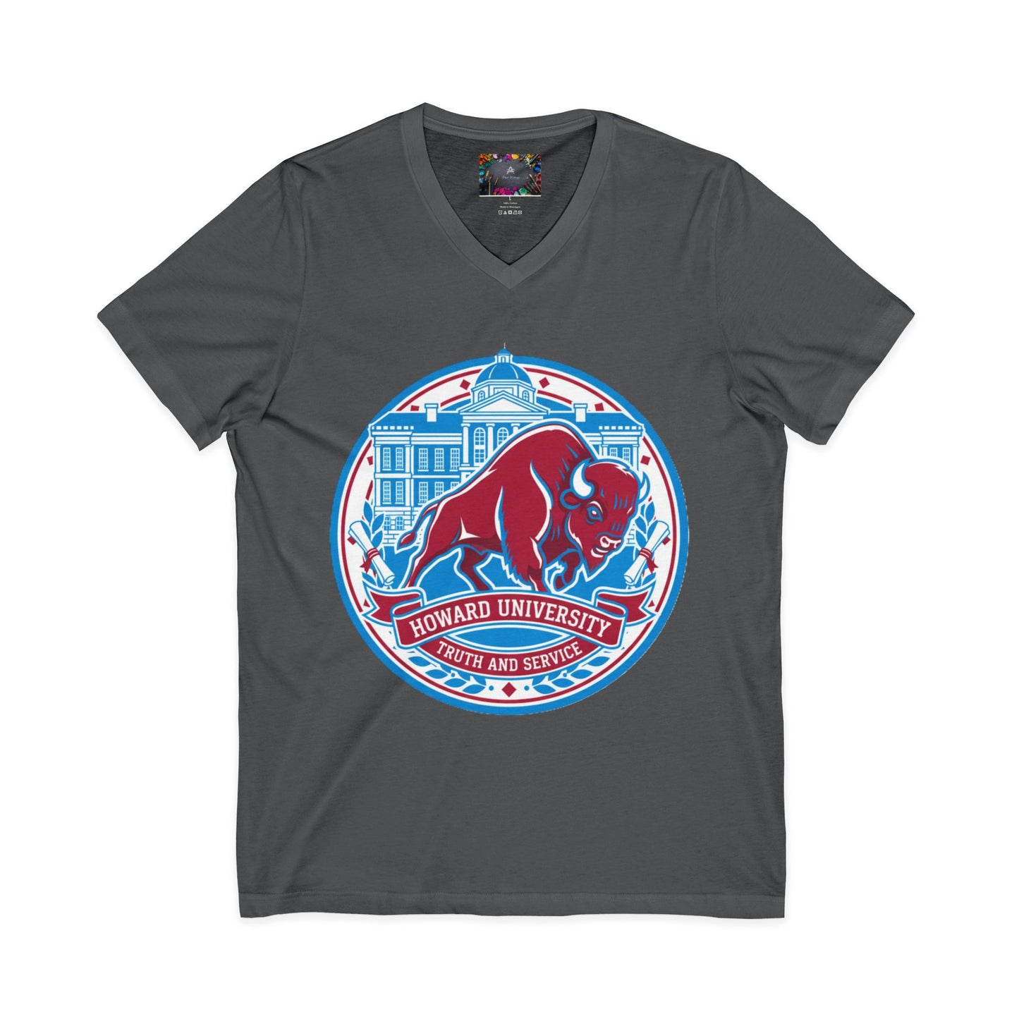 Howard University/ Truth and Service Unisex V-Neck T-Shirt 7