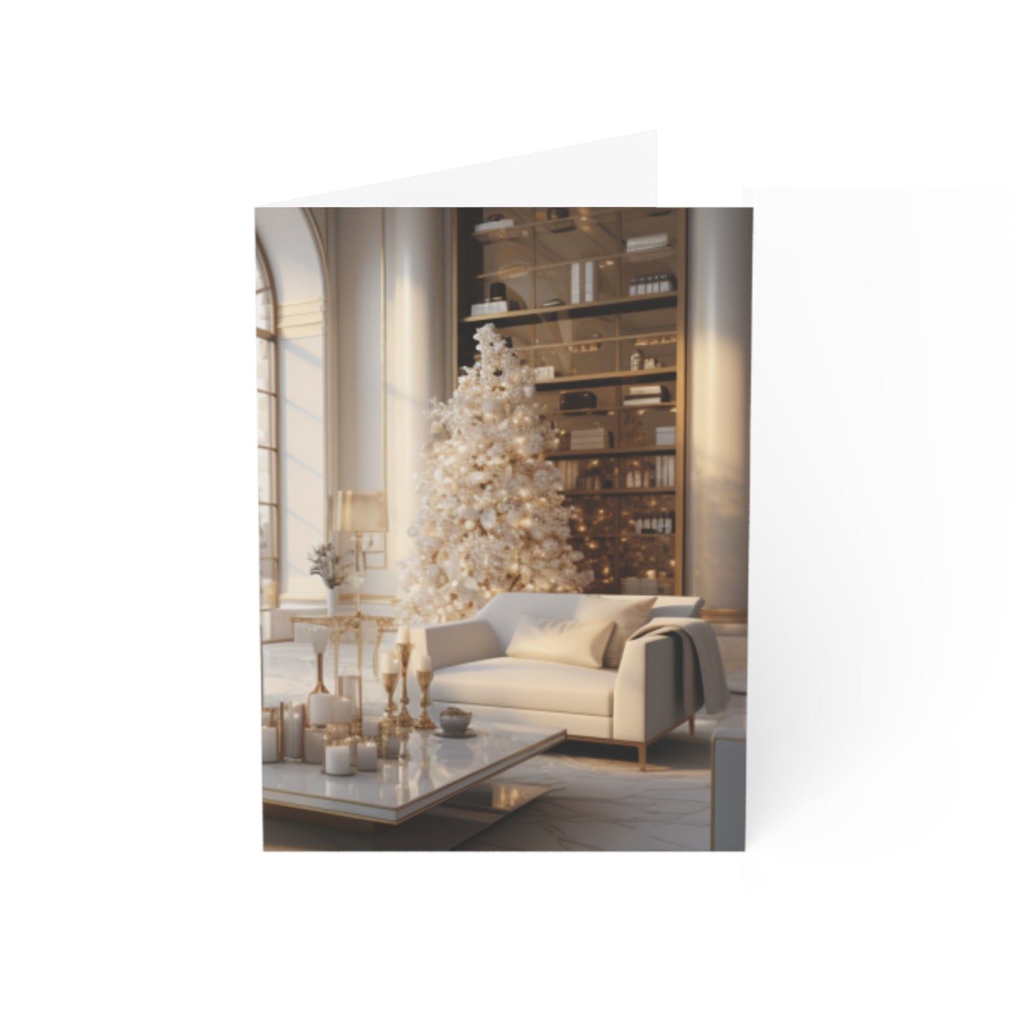 Elegance in Gold & White Christmas Notecards (1, 10, 30, and 50pcs)