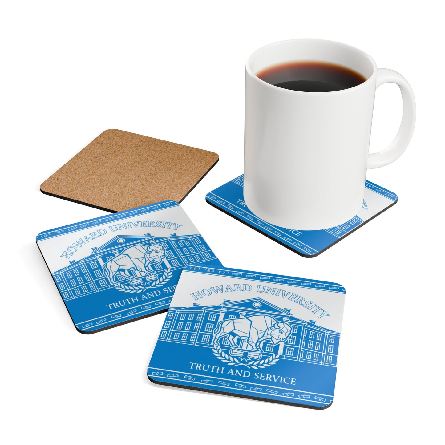 Howard University Coaster Set 2 – HU Pride Campus & Bison Design