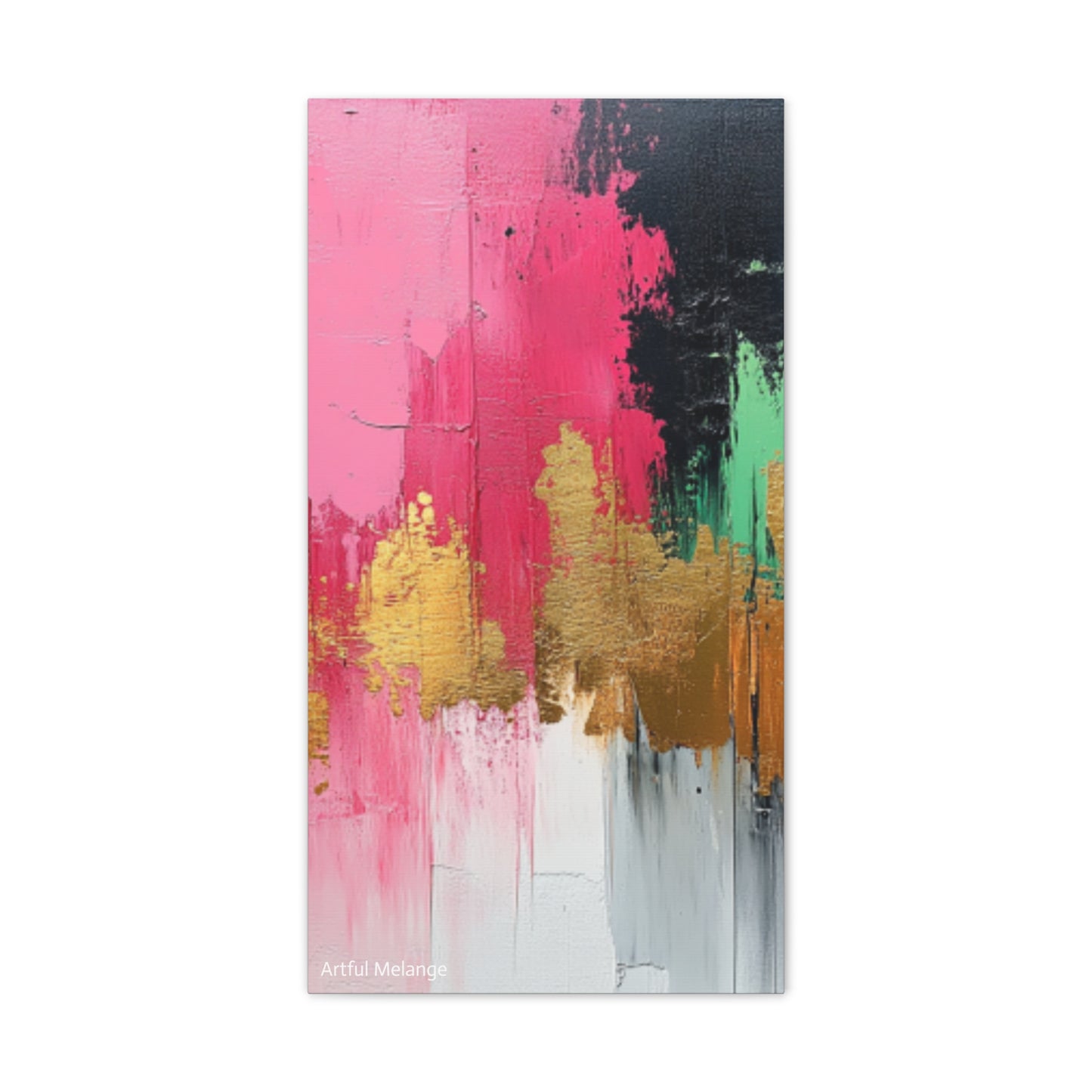 Acrylic Abstract Canvas Print - Homage to the Divine Nine/Pink Green Black and Gold 1