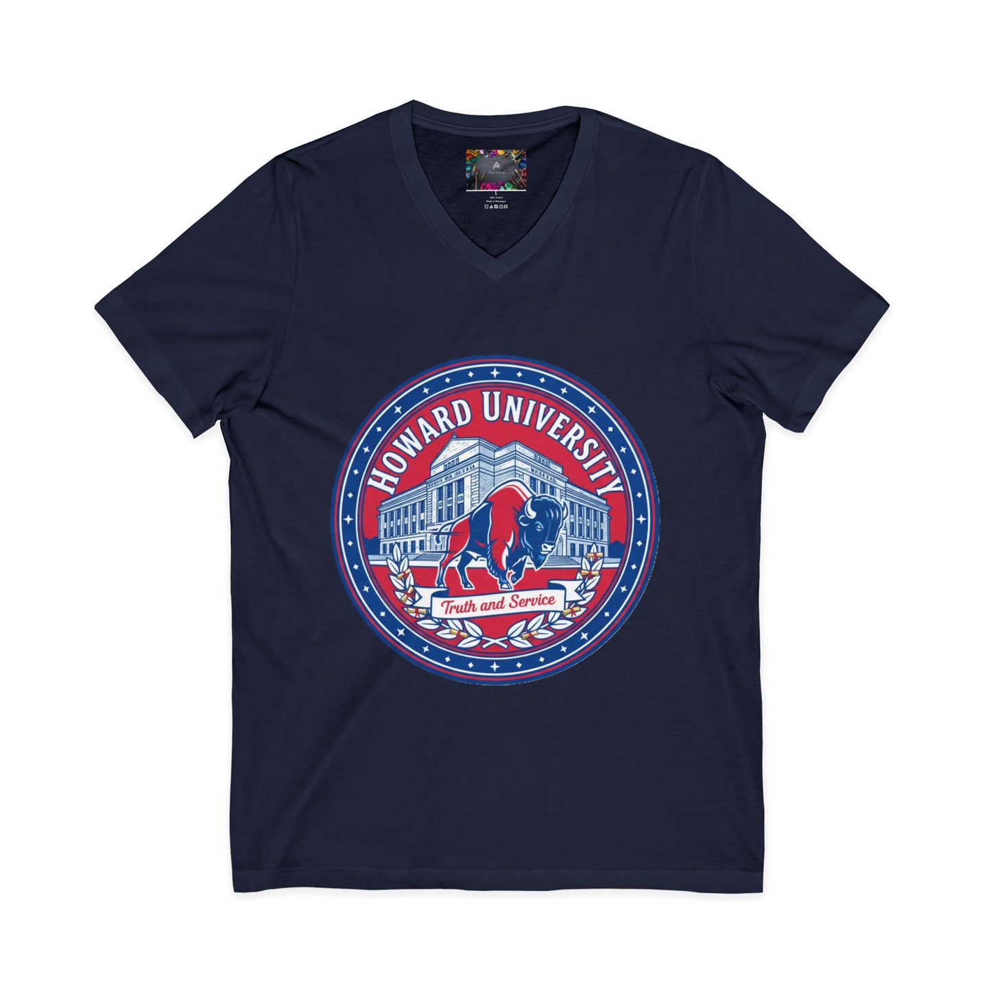Howard University/ Truth and Service Unisex V-Neck T-Shirt 3