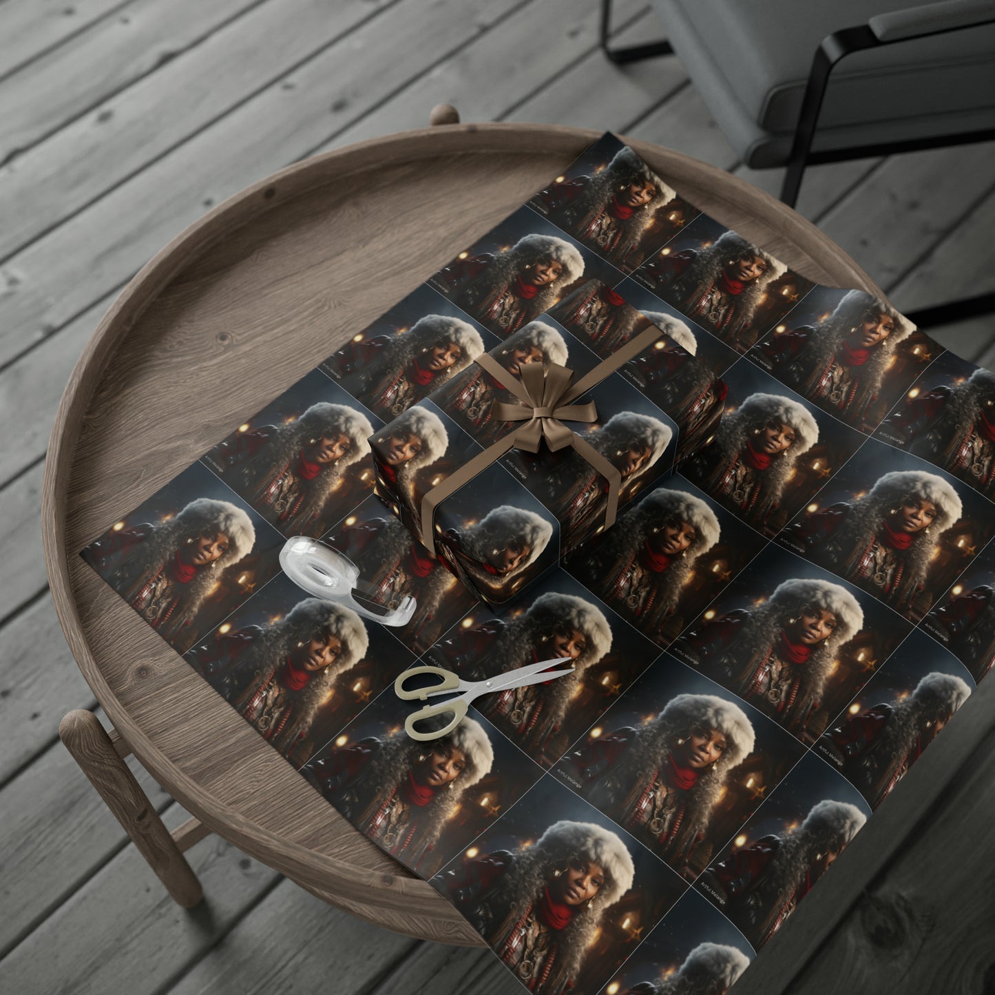 Afro-Centric Queen Claus Holiday Wrapping Paper - Dark & Rich Textured Design