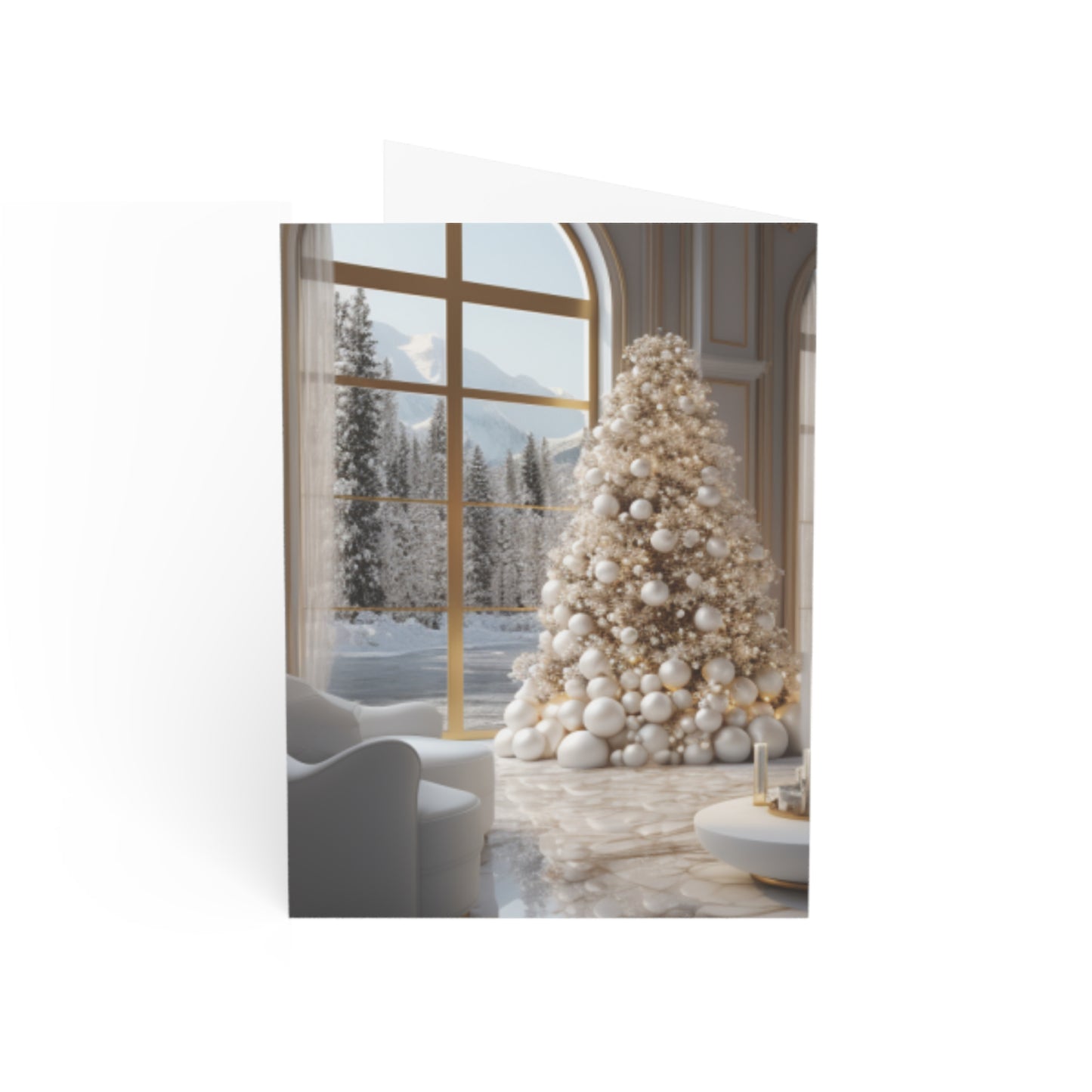 Elegance in Gold & White Christmas Notecards (1, 10, 30, and 50pcs)