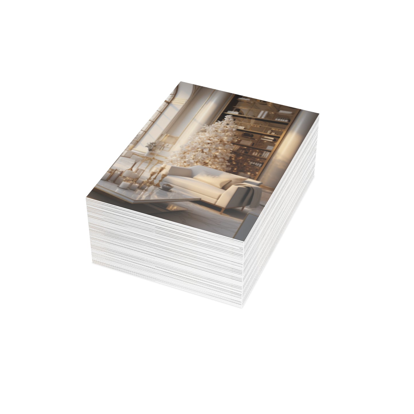 Elegance in Gold & White Christmas Notecards (1, 10, 30, and 50pcs)