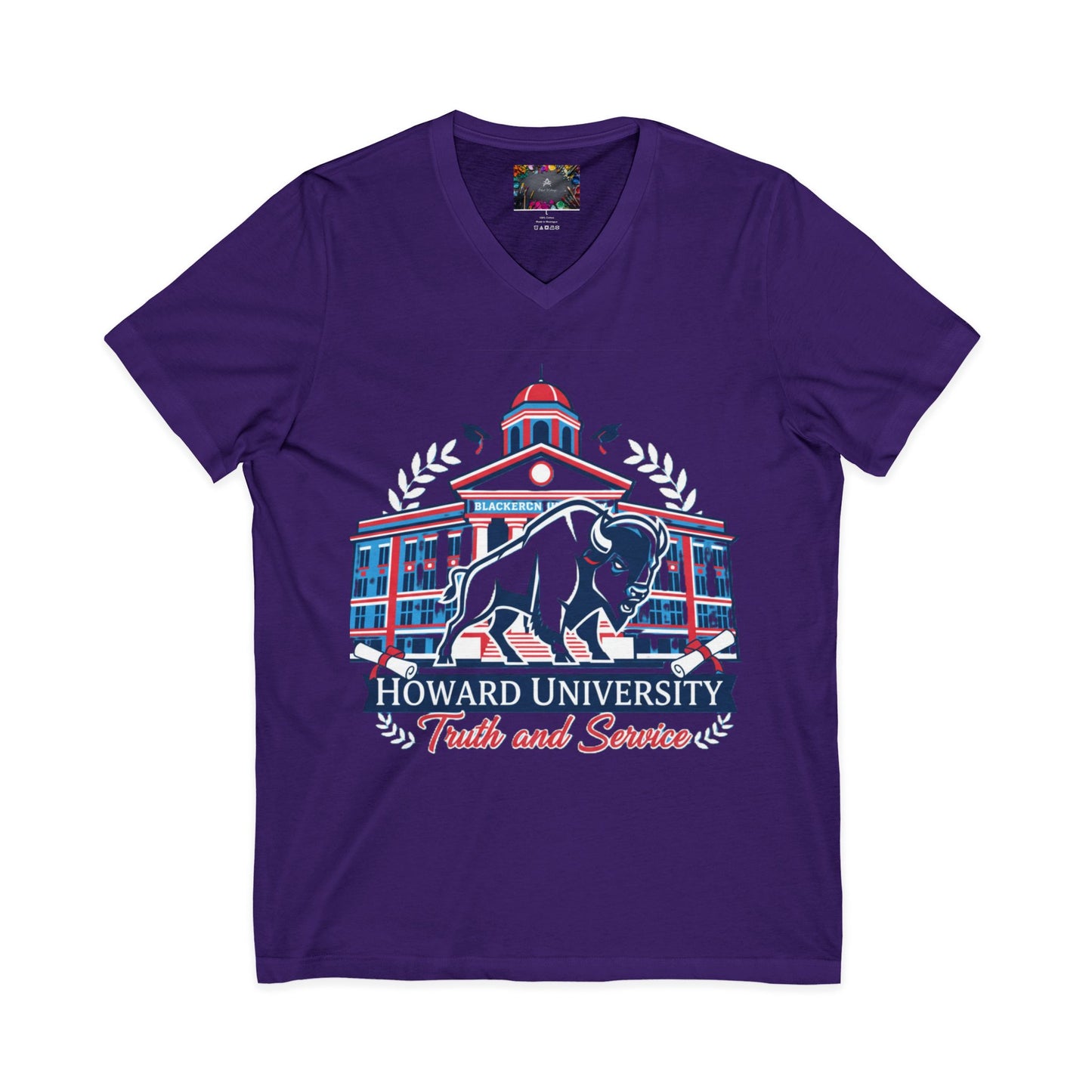 Howard University/ Truth and Service Unisex V-Neck T-Shirt 8