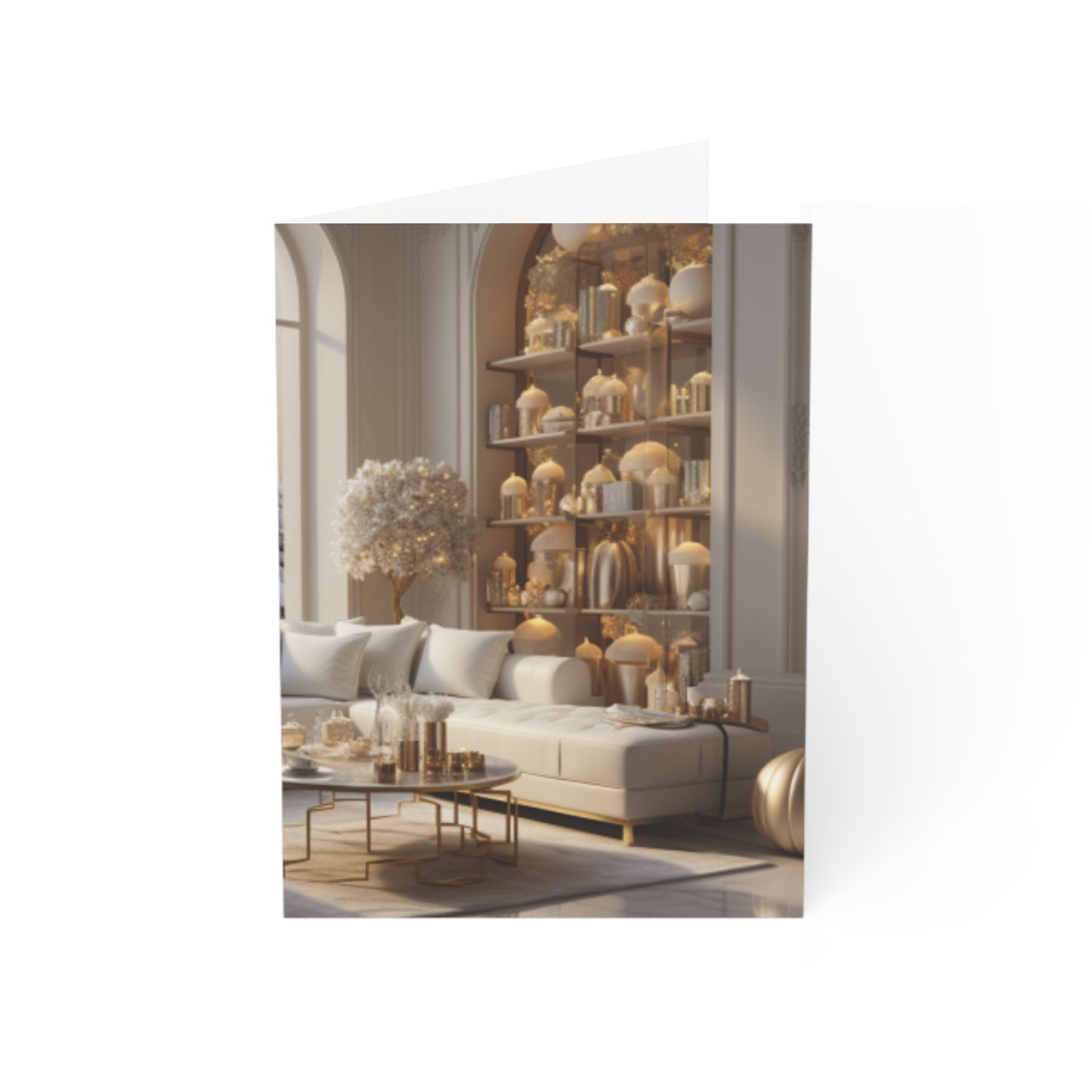 Elegance in Gold & White Christmas Notecards (1, 10, 30, and 50pcs)